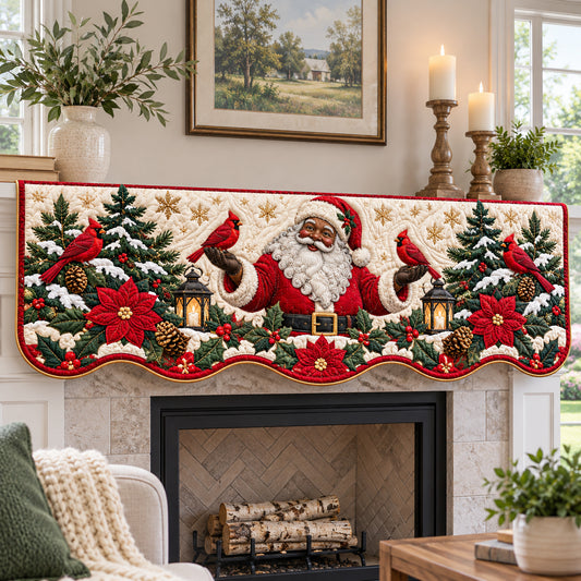 Black Santa Celebration Quilted Mantel Scarf GFTONPT1929