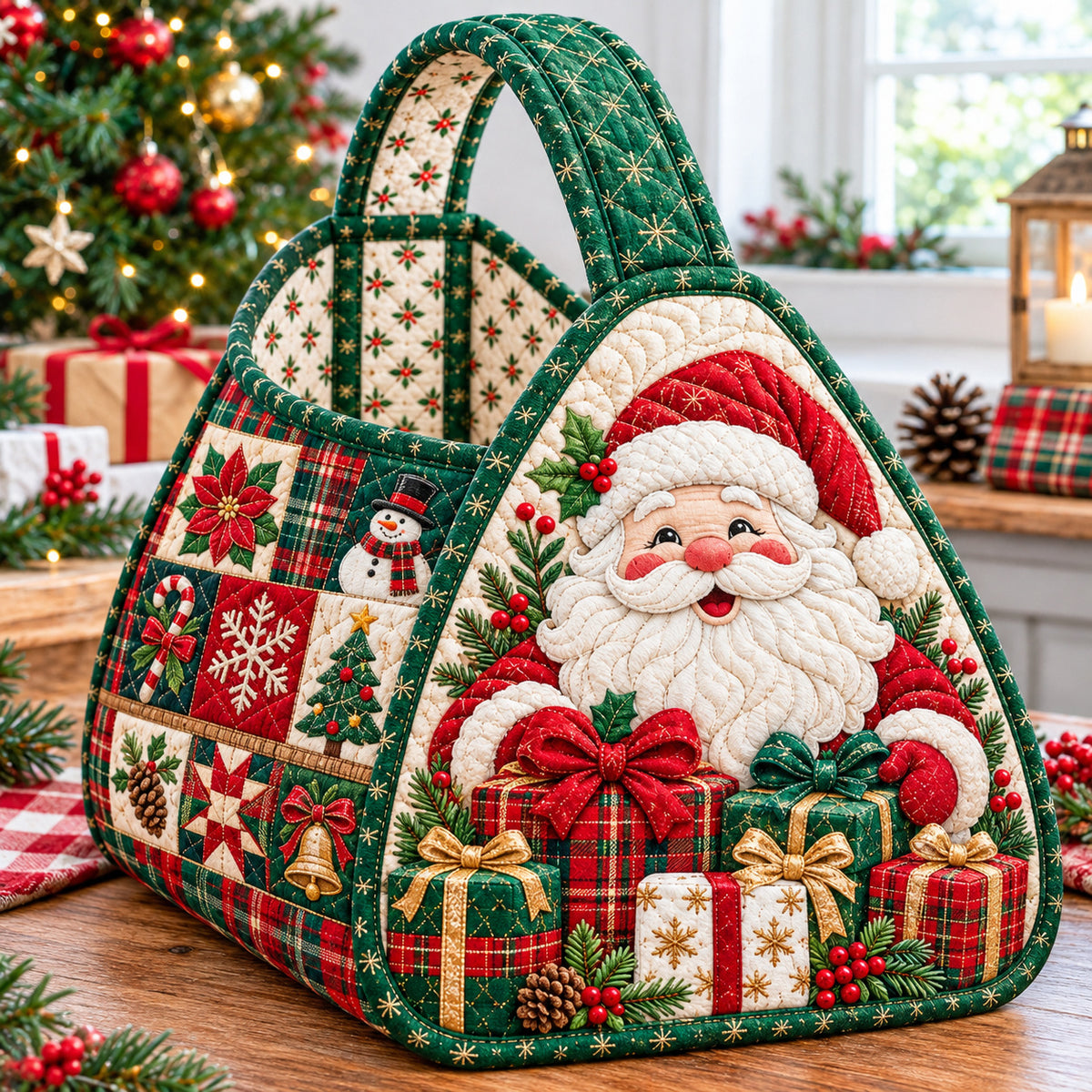 Santa Claus Box Christmas Quilted Basket GFTONPT1933