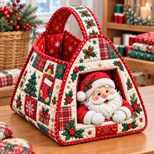 Window Santa Claus Christmas Quilted Basket GFTONPT1936