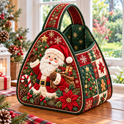 Santa Claus Giftmaking Christmas Quilted Basket GFTONPT1938