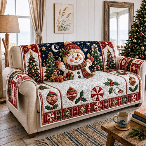 Snowman Sparkle Quilted Sofa Cover GFTONPT194