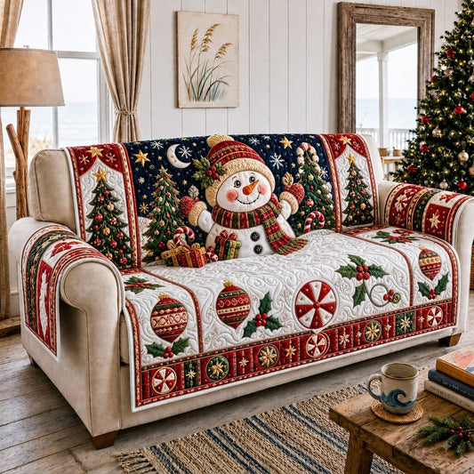 Snowman Sparkle Quilted Sofa Cover GFTONPT194