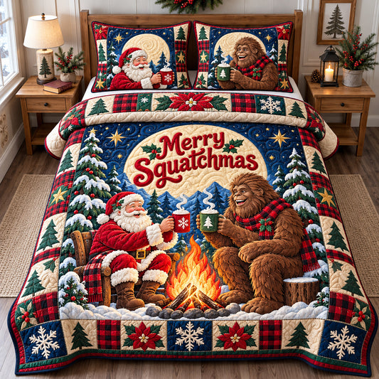 Bigfoot Santa Claus Adventure 3-Piece Quilted Bedding Set GFTONPT1951