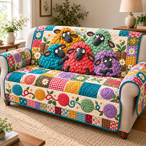 Funky Sheep Carnival Quilted Sofa Cover GFTONPT1958