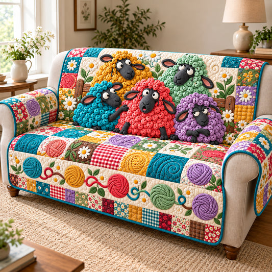 Funky Sheep Carnival Quilted Sofa Cover GFTONPT1958