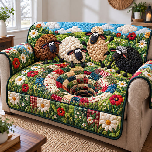 Funky Sheep Groove Quilted Sofa Cover GFTONPT1959
