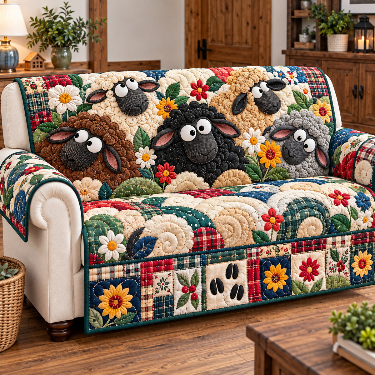Funky Sheep Kaleidoscope Quilted Sofa Cover GFTONPT1962