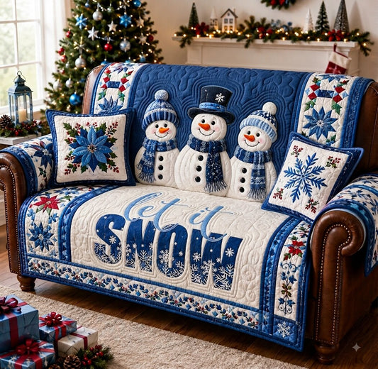 Cozy Snowman Quilted Sofa Cover GFTONPT197