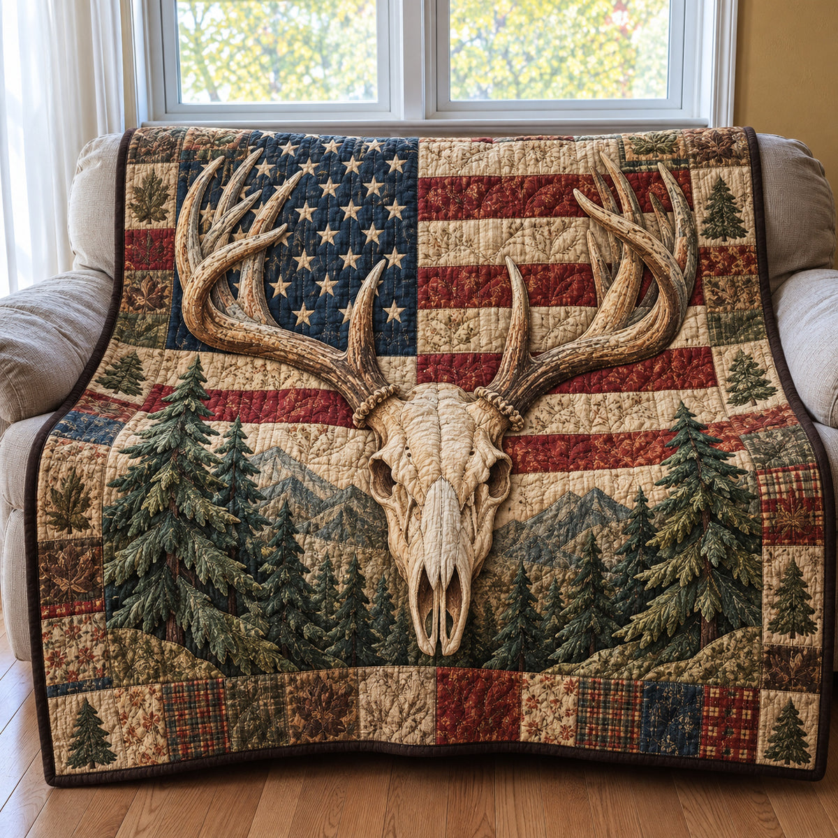 Deer Skull Heritage Quilted Blanket GFTONPT1976
