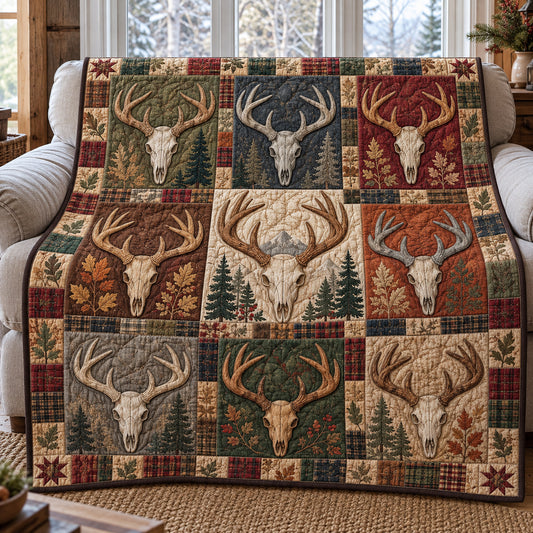 Deer Skull Wildflower Quilted Blanket GFTONPT1978