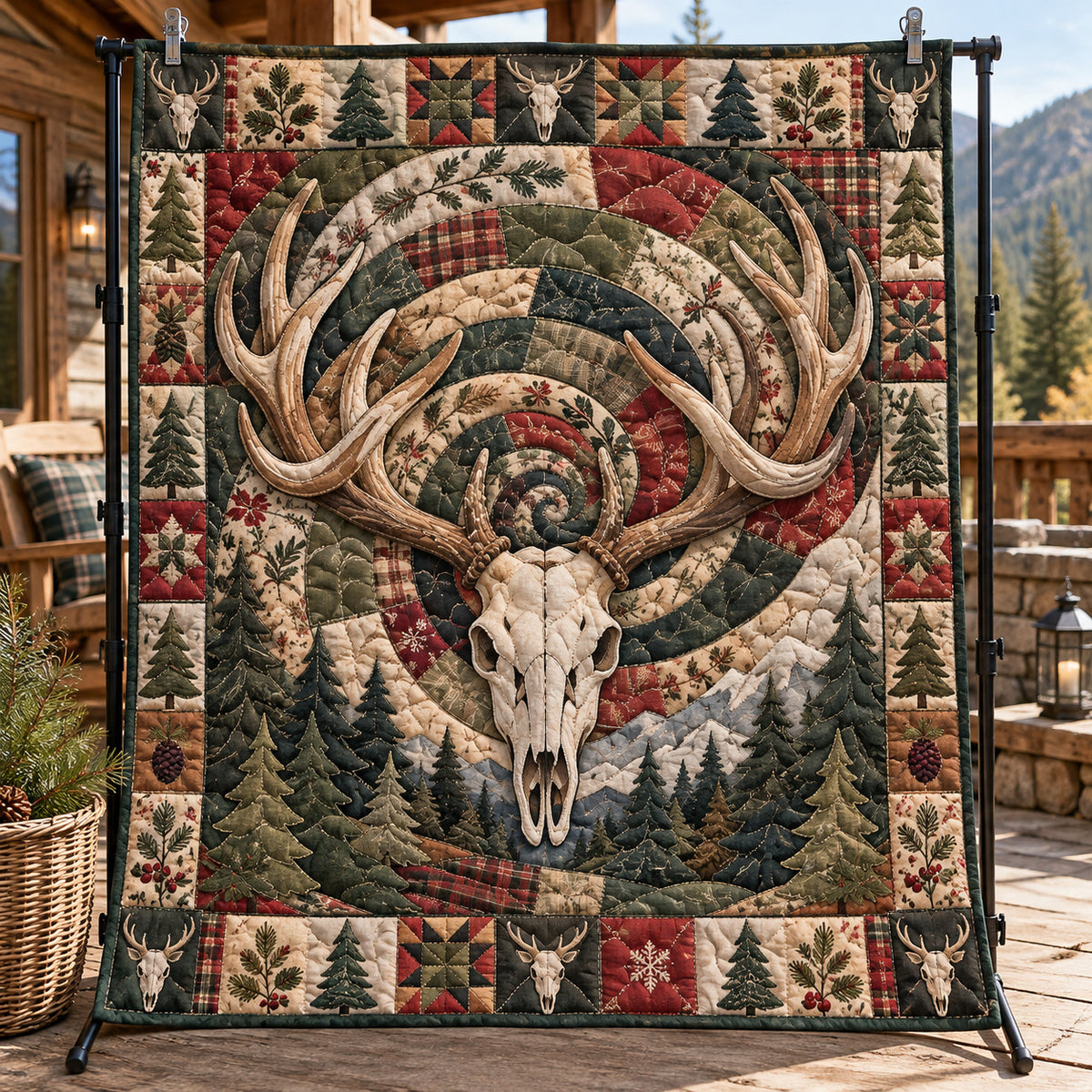 Deer Skull Bohemian Quilted Blanket GFTONPT1979