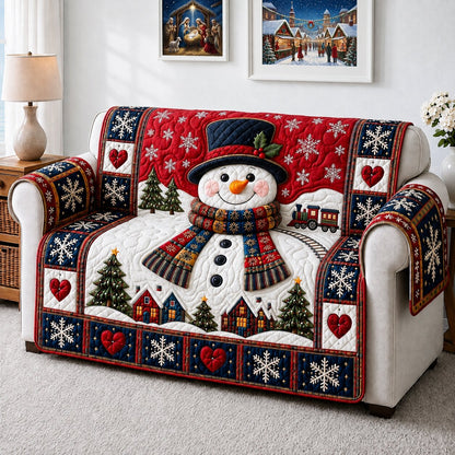 Snowman Holiday Wishes Quilted Sofa Cover GFTONPT198
