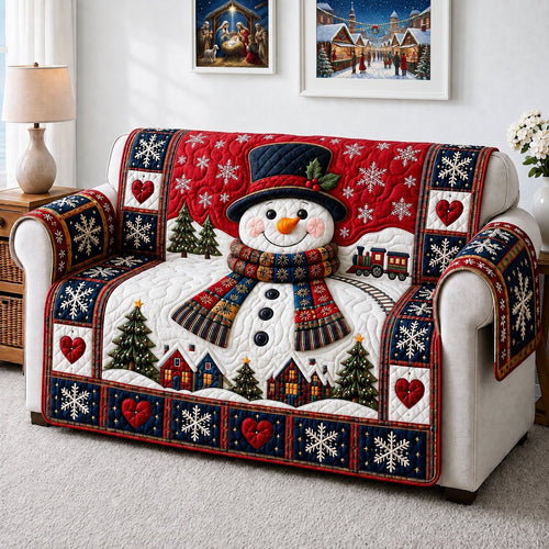 Snowman Holiday Wishes Quilted Sofa Cover GFTONPT198