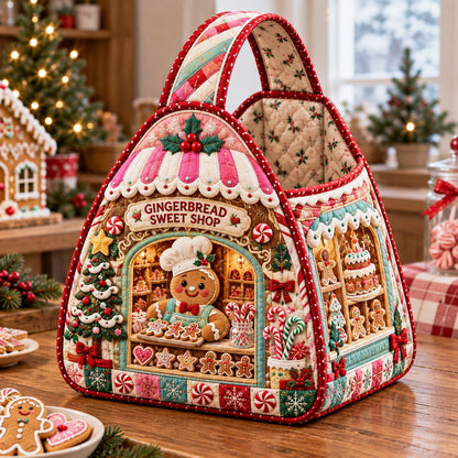 Gingerbread Christmas Village Christmas Quilted Basket GFTONPT1982