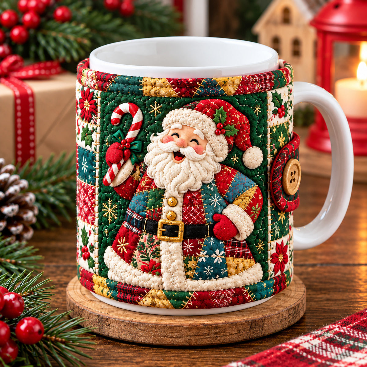 Santa Claus Evergreen Quilted Mug Cozy GFTONPT1990