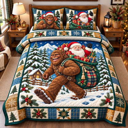 Bigfoot Santa Claus Escapade 3-Piece Quilted Bedding Set GFTONPT1998