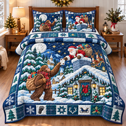 Bigfoot Santa Claus Surprise 3-Piece Quilted Bedding Set GFTONPT1999
