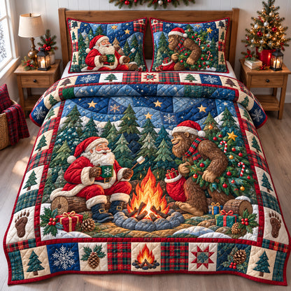 Bigfoot Santa Claus Reunion 3-Piece Quilted Bedding Set GFTONPT2000
