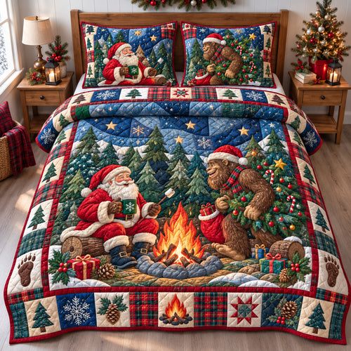 Bigfoot Santa Claus Reunion 3-Piece Quilted Bedding Set GFTONPT2000