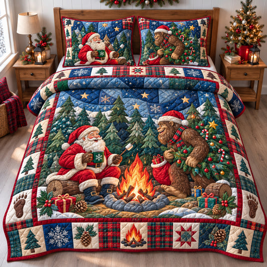 Bigfoot Santa Claus Reunion 3-Piece Quilted Bedding Set GFTONPT2000