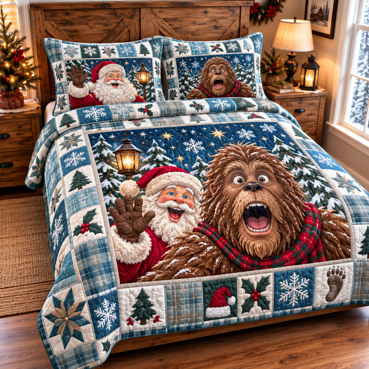 Bigfoot Santa Claus Magic 3-Piece Quilted Bedding Set GFTONPT2002