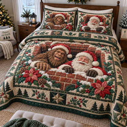 Bigfoot Santa Claus Journey 3-Piece Quilted Bedding Set GFTONPT2003
