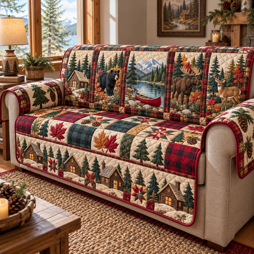 Rustic Woodland Cabin Quilted Sofa Cover GFTONPT2013