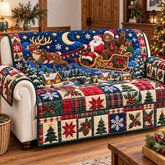 Bigfoot Santa Claus Holiday Quilted Sofa Cover GFTONPT2016