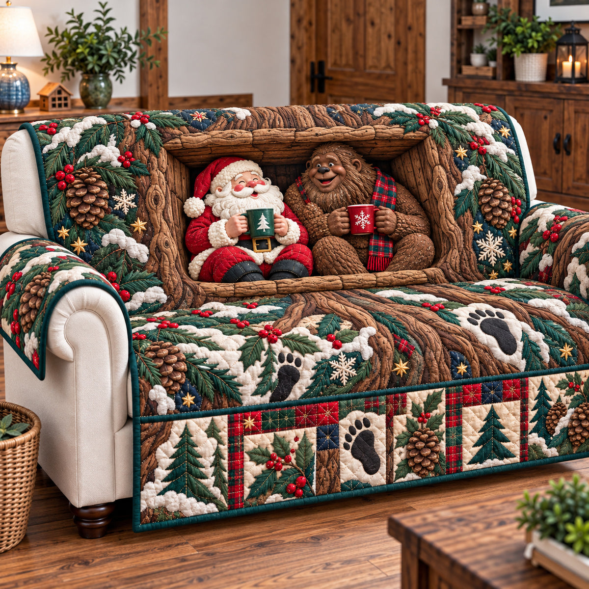 Bigfoot Santa Claus Traditions Quilted Sofa Cover GFTONPT2019