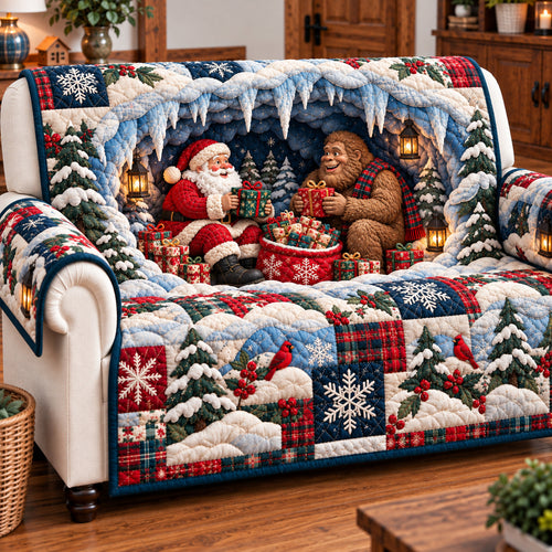 Bigfoot Santa Claus Festivities Quilted Sofa Cover GFTONPT2021