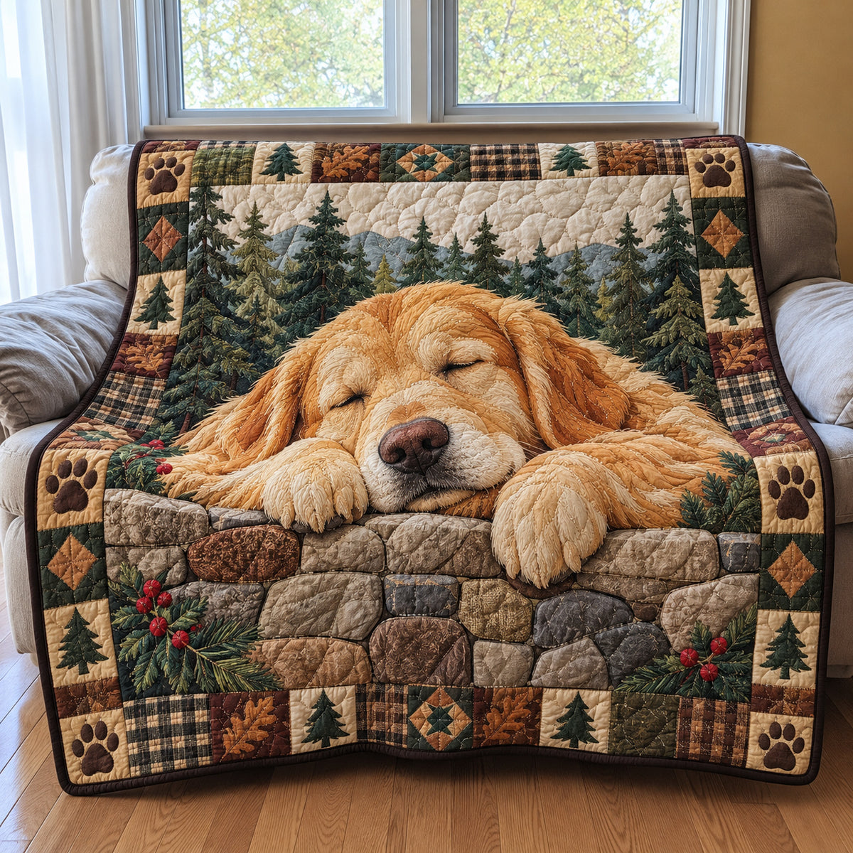 Golden Retriever Happiness Quilted Blanket GFTONPT2030