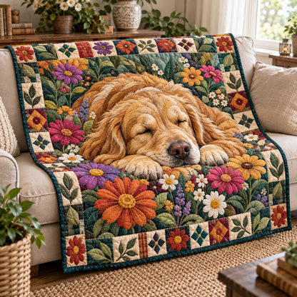 Golden Retriever Playfulness Quilted Blanket GFTONPT2031