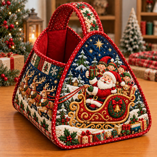 Santa Claus Lantern Christmas Quilted Basket GFTONPT2034