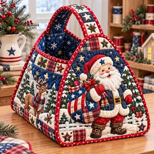 Santa Claus Postcards Christmas Quilted Basket GFTONPT2035