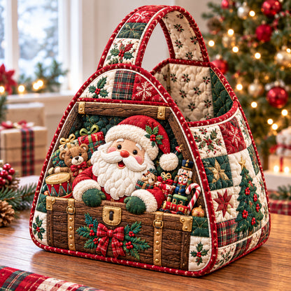 Santa Claus Cocoa Christmas Quilted Basket GFTONPT2037