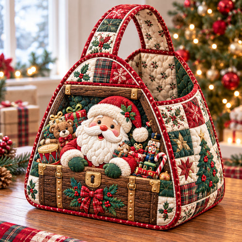 Santa Claus Cocoa Christmas Quilted Basket GFTONPT2037