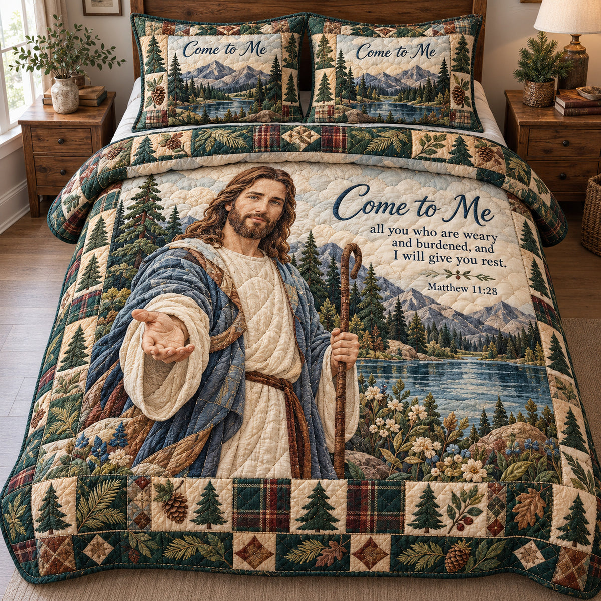 God Mercy 3-Piece Quilted Bedding Set GFTONPT2043