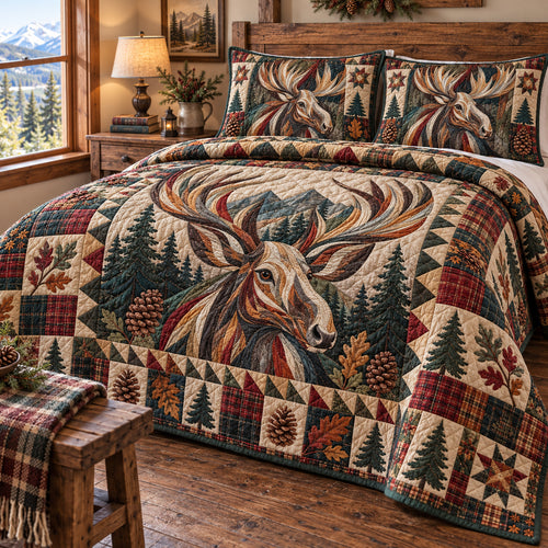 Deer Forest 3-Piece Quilted Bedding Set GFTONPT2046