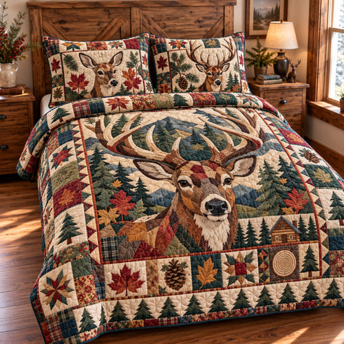 Deer Meadow 3-Piece Quilted Bedding Set GFTONPT2048