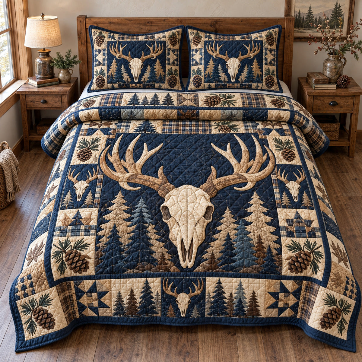 Deer Sanctuary 3-Piece Quilted Bedding Set GFTONPT2049