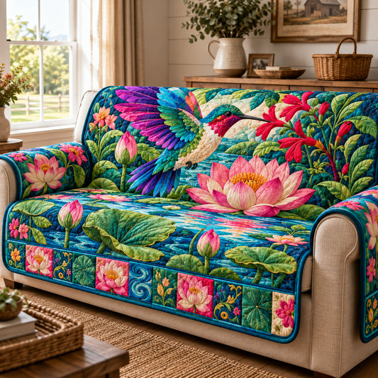 Hummingbird Blossoms Quilted Sofa Cover GFTONPT2053