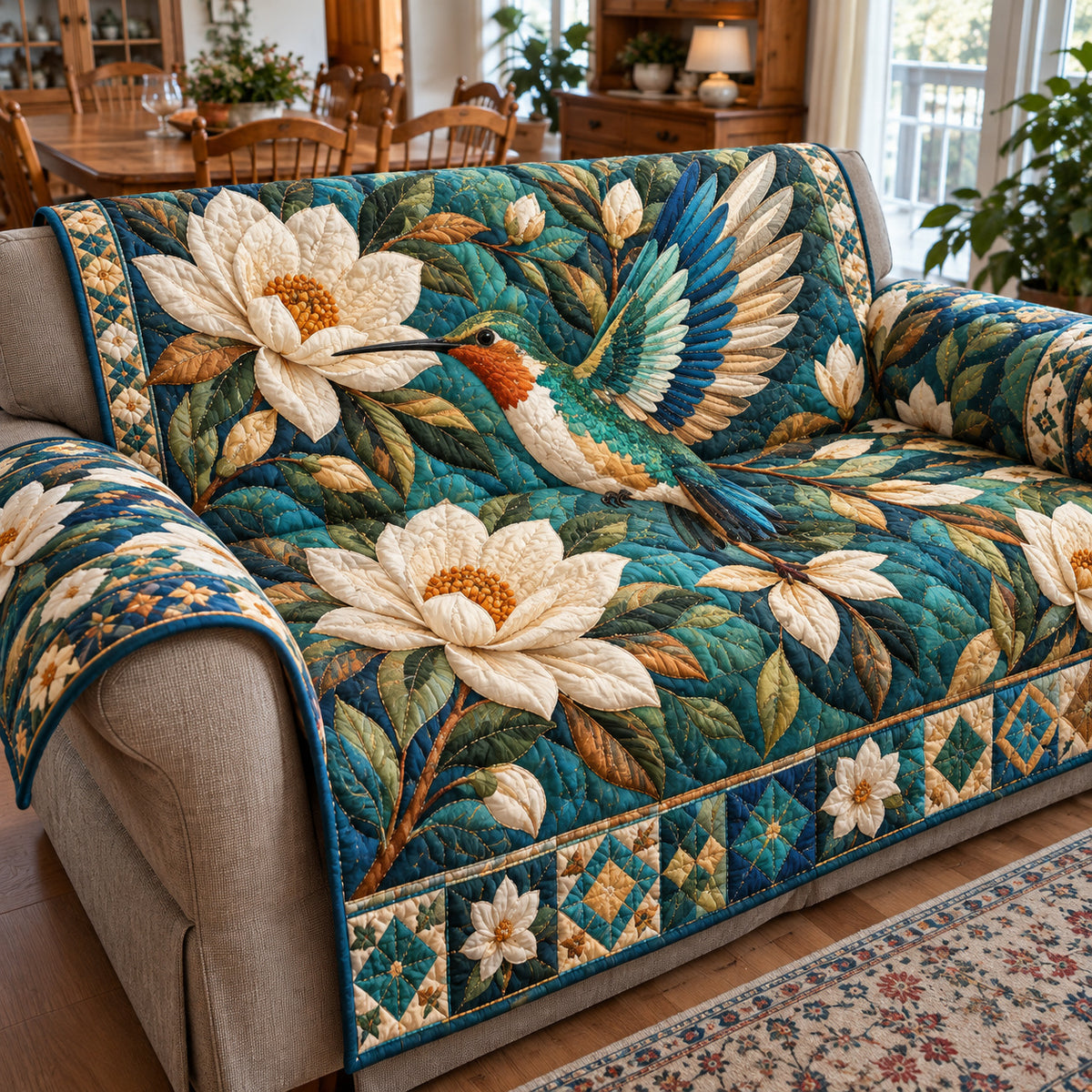 Hummingbird Nectar Quilted Sofa Cover GFTONPT2055