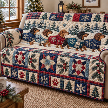 Dachshund Cuddles Quilted Sofa Cover GFTONPT2061