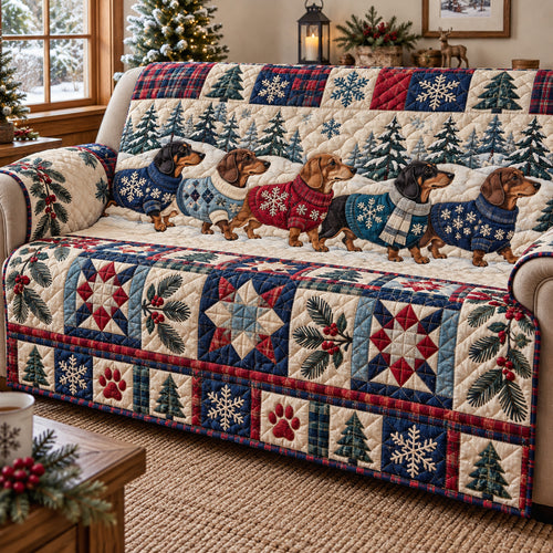 Dachshund Cuddles Quilted Sofa Cover GFTONPT2061