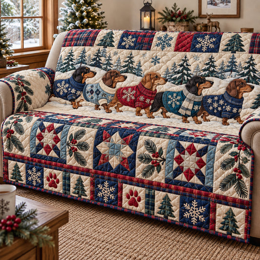 Dachshund Cuddles Quilted Sofa Cover GFTONPT2061