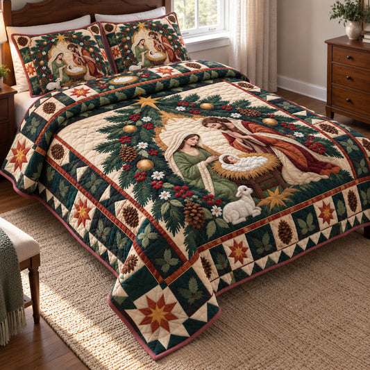 Nativity Blessings 3-Piece Quilted Bedding Set GFTONPT2076