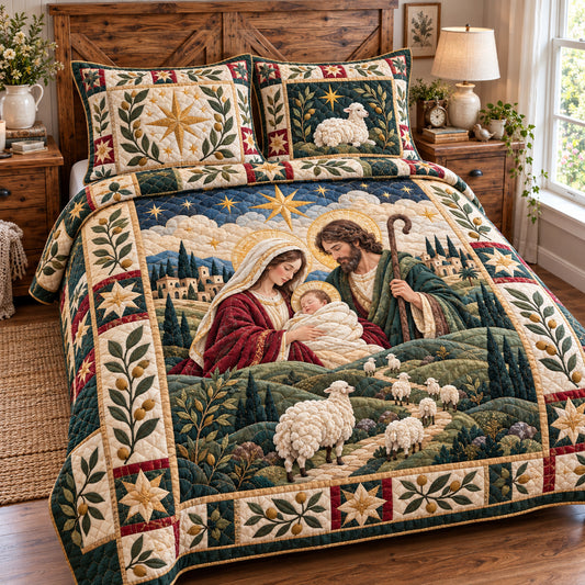 Nativity Holy Family 3-Piece Quilted Bedding Set GFTONPT2077