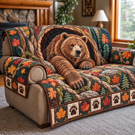 Bear Autumn Wilderness Quilted Sofa Cover GFTONPT2082