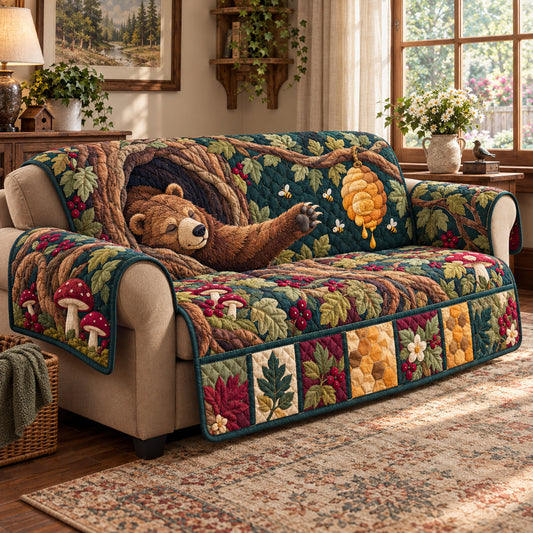 Bear Honey Harvest Quilted Sofa Cover GFTONPT2085