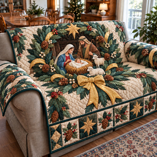 Nativity Sacred Sky Quilted Sofa Cover GFTONPT2088